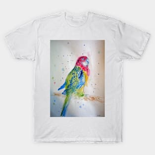 Rosella Parrot Watercolour Painting T-Shirt